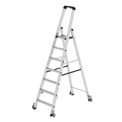 Günzburger Aluminium-Stehleiter Einseitig Begehbar,mit Rollen 1 X 7 Stufen, 41107