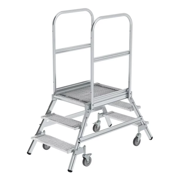 Günzburger Aluminium-Podestleiter,beidseitig Begehbar, 3 Stufen, 51203