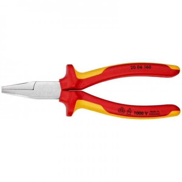 Knipex Flachzange Verchromt Isoliert Mit Mehrkomponenten-Hüllen, VDE-geprüft 160 Mm, 20 06 160 – Bild 2