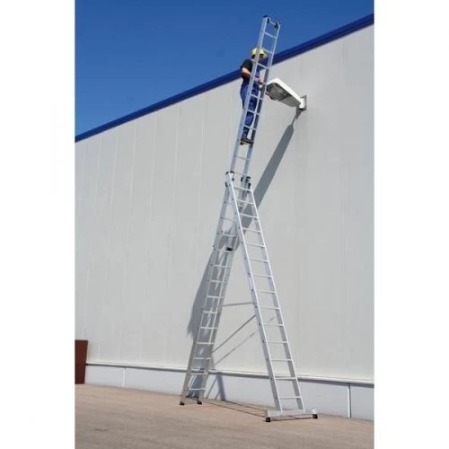 Günzburger Aluminium-Mehrzweckleiter 3-teilig Mit Nivello-Traverse 3 X 14 Sprossen, 33314 – Bild 4