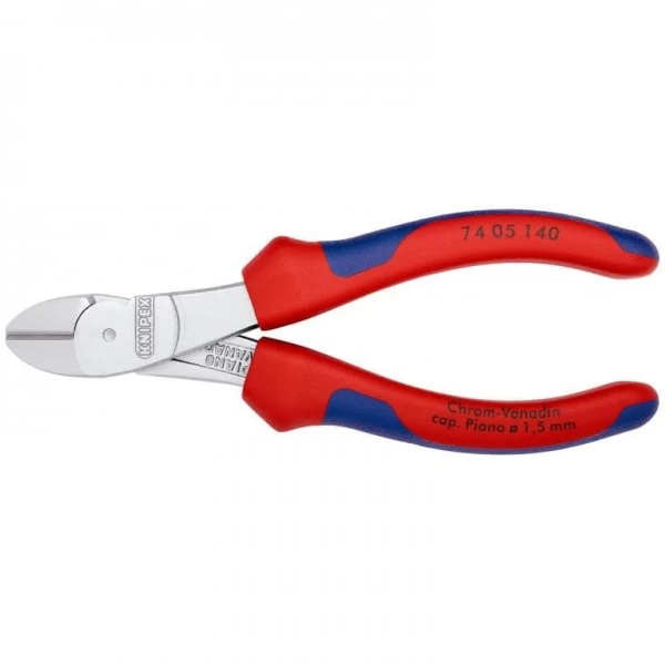Knipex Kraft-Seitenschneider Verchromt Mit Mehrkomponenten-Hüllen 140 Mm, 74 05 140 – Bild 3