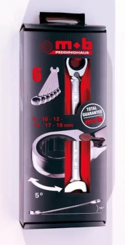Peddinghaus Ring-Ratschenschlüsselsatz 6-teilig 8-19mm - Im Displaykarton, 9002000301