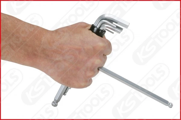 *KS Tools Innen6kant-Winkelstiftschlüssel-Satz,lang,8-tlg.3in1,Kugelkopf, 151.2100 – Bild 2