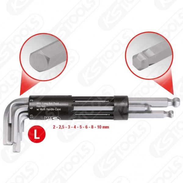 *KS Tools Innen6kant-Winkelstiftschlüssel-Satz,lang,8-tlg.3in1,Kugelkopf, 151.2100 – Bild 3