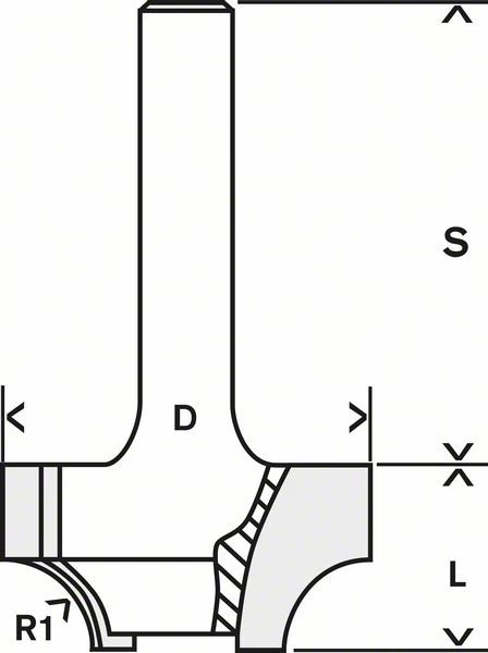 Bosch Kantenformfräser E, 1/4 Zoll,R1 6,3 mm,D 25,4 mm,L14 mm,G 46 mm 2608628424 – Bild 4